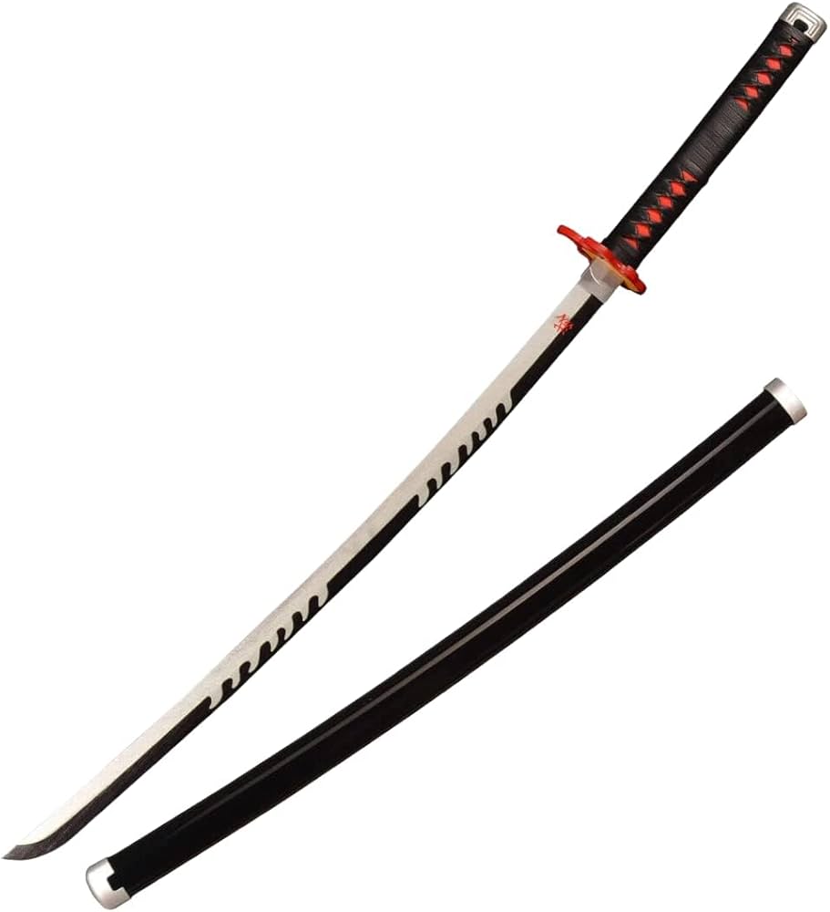 Demon Slayer: Tanjiro Flame Black Wooden Katana 42cm with Stand